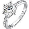 JewelryPalace 3ct Classico Anello Solitario Donna Argento 925 con Cubica Zirconia, Diamante Simulato Anelli con Pietre Laterali, Semplice Fedine Fidanzamento in Argento Set Gioielli Donna 22