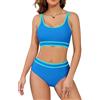 SHEKINI Speed Bikini Set da donna in due pezzi, costume da bagno sportivo da donna, bikini da nuoto, sport, 2 pezzi, bustier per piscina, verde + bianco., S