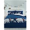 Rapport Home Set di biancheria da letto per letto singolo, motivo: orso polare e amici, reversibile, in cotone, blu navy