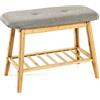 HAKU Panca per scarpe bambù, grigio, Bamboo, tessuto - Dim. L 60 cm x A 44 cm x P 30 cm, Stile Boemo