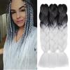 Dcbaboo Extension per Treccine Africane 60cm Extension Capelli Finti per Treccine Africane Extension Trecce Capelli Sintetici Kanekalon 3 Ciocche Ombre Jumbo Braiding Hair, Nero & Bianca