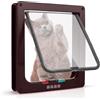 Sailnovo - Porta per gatti 19 x 20 x 5,5 cm, marrone, taglia M, porta per gatti con serratura a 4 vie per porte interne ed esterne, porta per animali domestici resistente alle intemperie