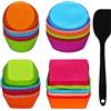 LEEWYOU 48 Pezzi Stampo per Muffin in Silicone, Pirottini per Muffin Riutilizzabili, Silicone Fodera del Bigné Cuocere Stampo per Dolci, Coppette Cupcake, Friggitrice ad Aria Teglia,Cupcake