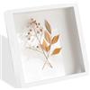 DYOUen Cornice portafoto 3D, dimensioni interne: 25 x 25 x 3 cm, quadrata, per foto, bouquet di nozze, ricordi, decorazione da parete/scrivania (bianco)