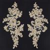 GORGECRAFT 2 Paio di Decorazioni in Pizzo con Sequenza di Fiori con Perline 3D Motivo da Cucire Applicazioni di Pizzo Ricamate per Abito da Sposa Toppe Decorative per Copricapo Mandorla Sbiancata