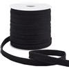 BENECREAT 25 m di Cordoncino In Cotone Piatto Nero di Ricambio, Corda Piatta con Coulisse Larga 12 mm con Bobine di Plastica per Accessori di Abbigliamento, Pantaloni Sportivi,Maglione
