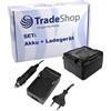 Trade-Shop Set 2 in 1: batteria agli ioni di litio 1200 mAh + caricabatterie con adattatore per auto compatibile con Panasonic SDR-H21 SDR-H40 SDR-H60 SDR-H80 SDR-H90 SDR-H200