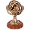 NKlaus Sfera armillare ottone antico su base di legno 14x8cm Globo armillare astronomico 14638