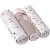 LÄSSIG Coperta Puck per neonati Panno di garza Set di 3 pezzi in cotone 80 x 80 cm/Heavenly soft Swaddle L Tiny Farmer Speckles