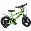 DINO BIKES Bici per Bambini 2-4 Anni Bicicletta 12 Pollici MTB Boys Verde Con Rotelline Stabilizzatrici