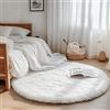 Tenekee Tappeto Rotondo Peloso Soggiorno Tappeti Soffici per Grandi Dimensioni Salotto Moderno Tappeto Morbido e Soffice per Salotto Cameretta Tavolino da Letto (120cm, Bianco)