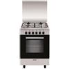 GLEM GAS Cucina Elettrica A554MI6 4 Fuochi Gas Forno Elettrico Classe A Dimensioni 53x50 Colore Inox Serie Alpha