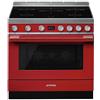 SMEG Cucina Elettrica CPF9IPR 5 Zone di Cottura Forno Elettrico Dimensione 90 x 60 cm Colore Rosso