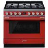 SMEG Cucina Elettrica CPF9GPR 6 Fuochi a Gas Forno Elettrico Dimensione 90 x 60 cm Colore Rosso
