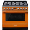 SMEG Cucina Elettrica CPF9GPOR 6 Fuochi a Gas Forno Elettrico Dimensione 90 x 60 cm Colore Arancione