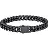 Bestyle Bracciale Uomo Nero in Acciaio Inossidabile a Catena Cubana Miami, Larghezza 7 mm, Lunghezza 21 cm, Stile Punk Hip Hop, Regalo per Uomo