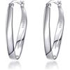 Philip Jones Orecchini a cerchio ovali in argento sterling da 30 mm