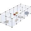 BRIAN & DANY Recinto per Animali da Interno Plastica, Recinzione Modulare per Gabbia per Taglia Portatile per Cani, Criceti, Cuccioli, Conigli, Cavie, 18 Pannelli, 148 x 75 x 48 cm, Fumo