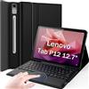 Wineecy Touchpad Tastiera Custodia per Lenovo Tab P12 12.7 Pollici TB370FU Tablet 2023 [Layout Italiano] - Rimovibile Magnetica Wireless Bluetooth Keyboard e Slim Cover con Stilo Holder (P12)