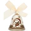 THUN - Campanella Limited Edition 2023 Bianca con Teddy in Ceramica Decorata a Mano, Decorazioni Natale Casa, 7.3x7.3x8.5 cm h