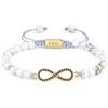 COAI Bracciale Infinity da Uomo e da Donna con Perline di Howlite Naturale e Charm Infinito, Bracciale Regolabile Unisex M