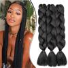 Dcbaboo Extension per Treccine Africane Nero 60cm, Capelli Finti Sintetici Kanekalon 3 Ciocche Ombre Jumbo Braiding Hair, Nero Naturale