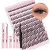 PRO LASHBEAUTY PRO Kit Extension Ciglia, 200 Pcs Extension Ciglia Kit Kit Ciglia Extension 40D D Curl Ciglia Finte Cluster,Bond And Seal， Pinzette Per Ciglia (40D Diy Lash Kit-A)