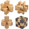 Holzsammlung Rompicapo 3D in Legno, 4 Pezzi Giocattoli Logica Puzzle di Legno Classico Educativi Gioco di Mente, IQ Test Mente Intelligenza Jigsaw Puzzle Brain Teaser per Bambini e Adulti