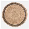 DEGHI Tappeto da esterno o interno rotondo 120 cm in juta naturale con decorazione greca