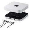 SATECHI Mac Mini Hub e Stand con Custodia SSD per NVMe/SATA M.2, Dock Mac Mini con USB-C 10Gbps, 3 USB-A 5/10Gbps, Jack Audio 2.0, per Mac Mini M2/M1, Mac Studio - Argento