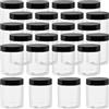 CHEUKYIU 24 vasetti da 250 ml, in plastica trasparente, colore nero, ermetici, con coperchio, per cucina, casa, cibo