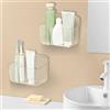 CGBE Mensola per doccia senza trapano, 2 confezioni di organizer da bagno trasparenti per il montaggio a parete con nastro autoadesivo (Clear, Dual*2)