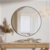 Koonmi Specchio rotondo da 50 cm, colore nero, specchio rotondo da parete con cornice in lega di alluminio per bagno, lavabo, soggiorno, camera da letto, ingresso decorazione da parete