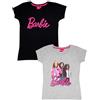 United Labels Barbie - Maglietta a maniche corte per bambine, colore nero/grigio, confezione da 2, nero/grigio, 110 cm-116 cm