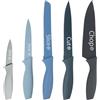 MasterChef Coltelli da Cucina, Collezione di Coltello Chef per Pane, Carne e Verdure, Acciaio Inox, Prova di Calore, Lavabile in Lavastoviglie, 5 Pezzi, Blu, Captions