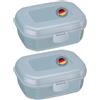 Westmark 2 x Snack Box Contenitore per Pane, con Chiusura a Scatto, Altezza 7.4 cm, Plastica, Maxi, Blu, 235222EB