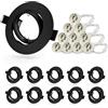 Allesgute 10er Set Faretti Da Incasso GU10 Cornice Da Incasso Nero Opaco Orientabile Rotonda 230V Diametro Foro 68mm Incl. Zoccolo GU10 Per Lampadina LED O Alogena