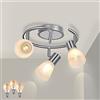 Unikcst Plafoniera LED 3 Faretti Orientabili con Lampadine E14 4W 400lm Bianco Caldo, Faretti Led Soffitto per Cucina, Bagno, Corridoio, Non Dimmerabile
