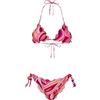 Me-Fui Beachwear Donna Rosa Bikini con Fantasia Astratta e arricciature S