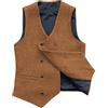 AeoTeokey Gilet vintage da uomo in lana spessa a spina di pesce doppiopetto in tweed gilet da uomo, Arancione, XXXL