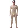 Generico Vestito Elegante intima termica da uomo, pantaloni a maniche lunghe in di ghiaccio ultra sottile, pigiami attillati, tailleur pantalone sexy alla moda Completa Felpata Cappuccio Giubbotto (Beige, M)