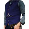AeoTeokey Classico gilet da uomo in tweed di lana, casual, senza maniche, gilet a spina di pesce per smoking, Blu reale, XXL