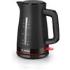 Bosch TWK3M123 MyMoment Bollitore Elettrico, Impugnatura Ergonomica, Ampia Apertura, 3 Livelli di Sicurezza, Filtro Anticalcare, Capacità 1,7 L, Plastica di Alta Qualità, Nero