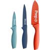 MasterChef Coltelli da Cucina, Set Coltello Chef per Carne & Verdure, Lama Affilato, Acciaio Inox, Prova di Calore, Manici Multicolori, Lavabile in Lavastoviglie, 3 Pezzi