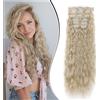 Dcbaboo Extension Capelli Clip Biondo 6PCS Extension Clip Capelli Finti Ricci Posticci per Capelli Lunghi Mossi Clip in Hair Extension Ondulati Sintetici Naturale per Donna, Biondo platino