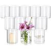 Glasseam Piccolo vaso in vetro trasparente, per fiori, 10 x 8,5 cm, set da 12 pezzi, vaso decorativo per decorazione da tavolo di nozze