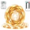 DBFAIRY Striscia LED a batteria, 2 m, 60 LED, con timer a distanza, impermeabile, per camera da letto, armadio, casa, feste, decorazione (bianco caldo)