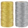 G2PLUS 200M Filo Dorato, Spago Dorato e Argento 1.5mm Dorato Spago Natalizio 2 Rotoli Di Cordoncino Oro Non Elastica Per Fai-Da-Te, Confezioni Regalo o Ornamenti Alberi di Natale(Oro e Argento)