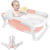 OHMG Vasca da Bagno Pieghevole per Bambini,Vasca per Bambini Pieghevole Vasca Neonato Bagnetto,Vaschetta Bagnetto Portatile Multiuso,con supporto,con Tappetino Antiscivolo e Foro di Scarico