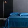 LONGSAO makeups58 100% seta di gelso lenzuolo lenzuola piatte tinta unita biancheria da letto in vera seta per letto matrimoniale king size lenzuola tessili per la casa-zaffiro_blu_240x250 cm